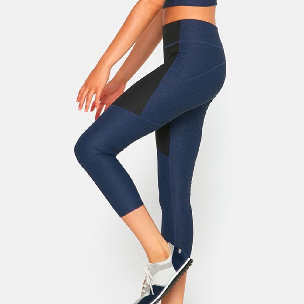 Outdoor Voices Two-Tone Leggings Black Blue Small - Picture 2 of 7